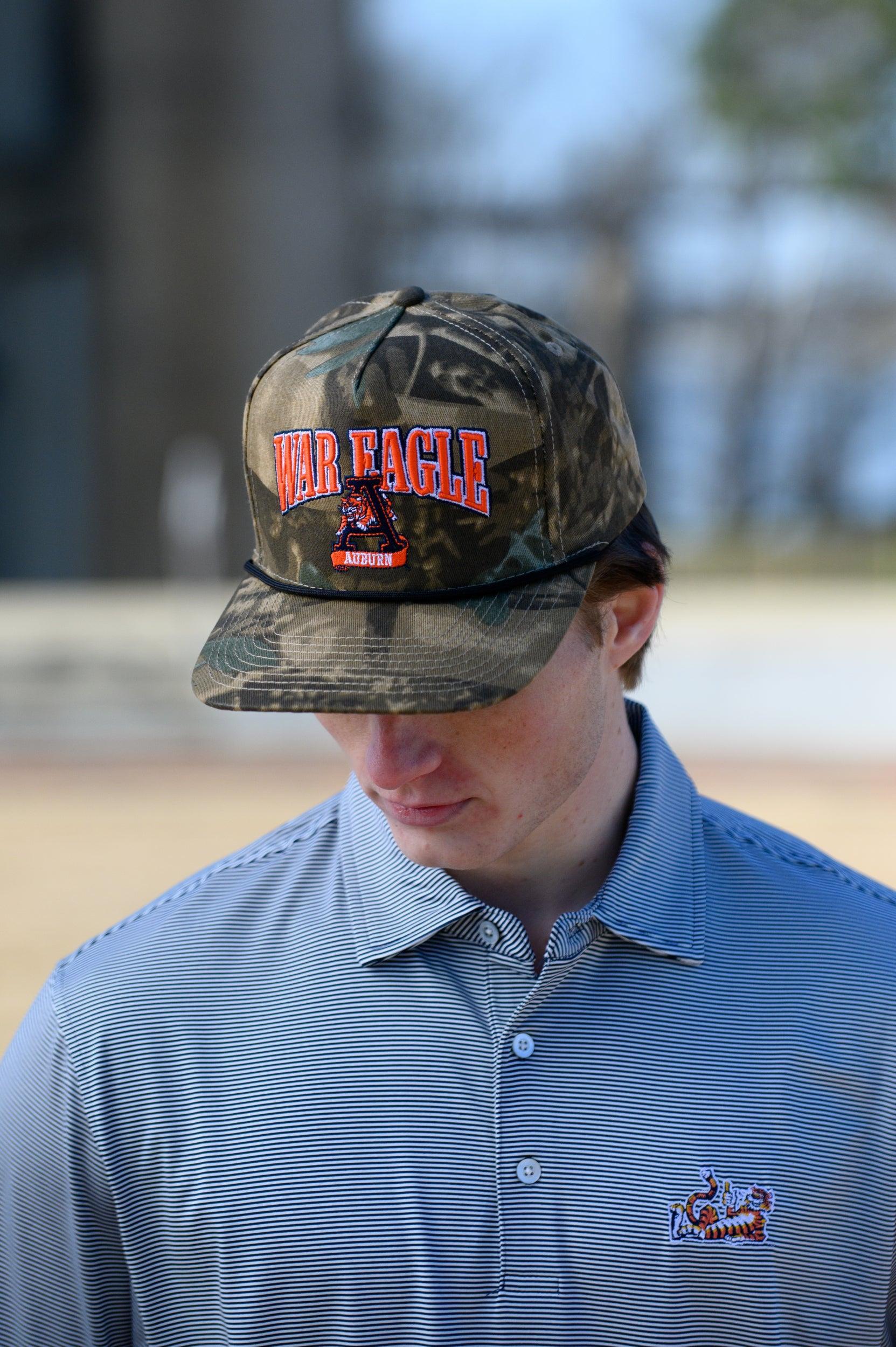 Auburn University Camouflage Hat with Orange text “War Eagle”