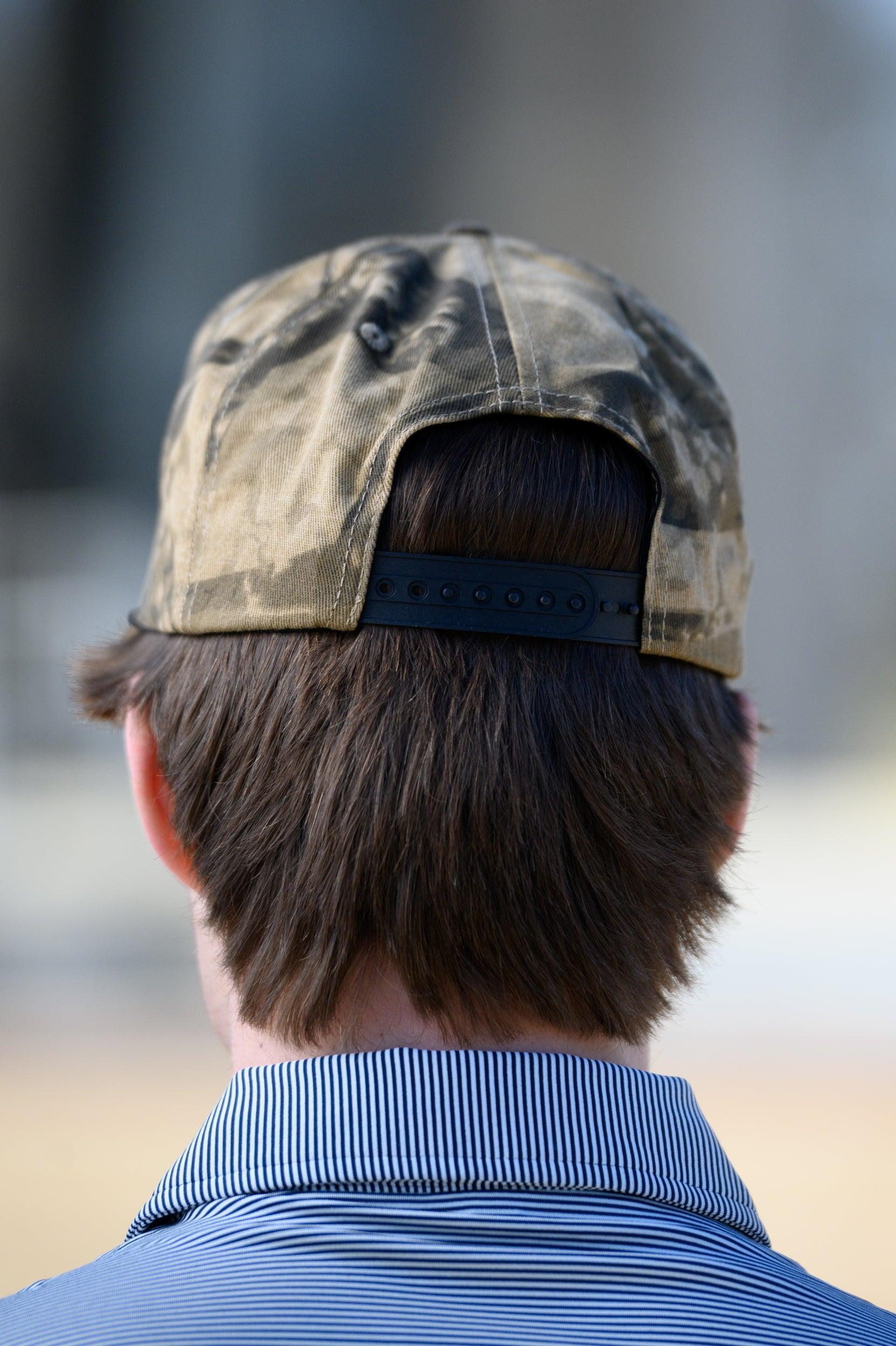 Auburn University Camouflage Hat with Orange text “War Eagle” 
Snapback Hat
