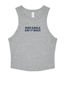 Auburn University Grey Ladies Tank Top with Navy "War Eagle say It Back" embroidery