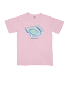 Auburn University Light Pink Youth T-Shirts with a watercolor illustration of Jordan-Hare Stadium