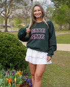 University of Alabama Dark Green Sweatshirt with Pink text "Rammer Jammer"