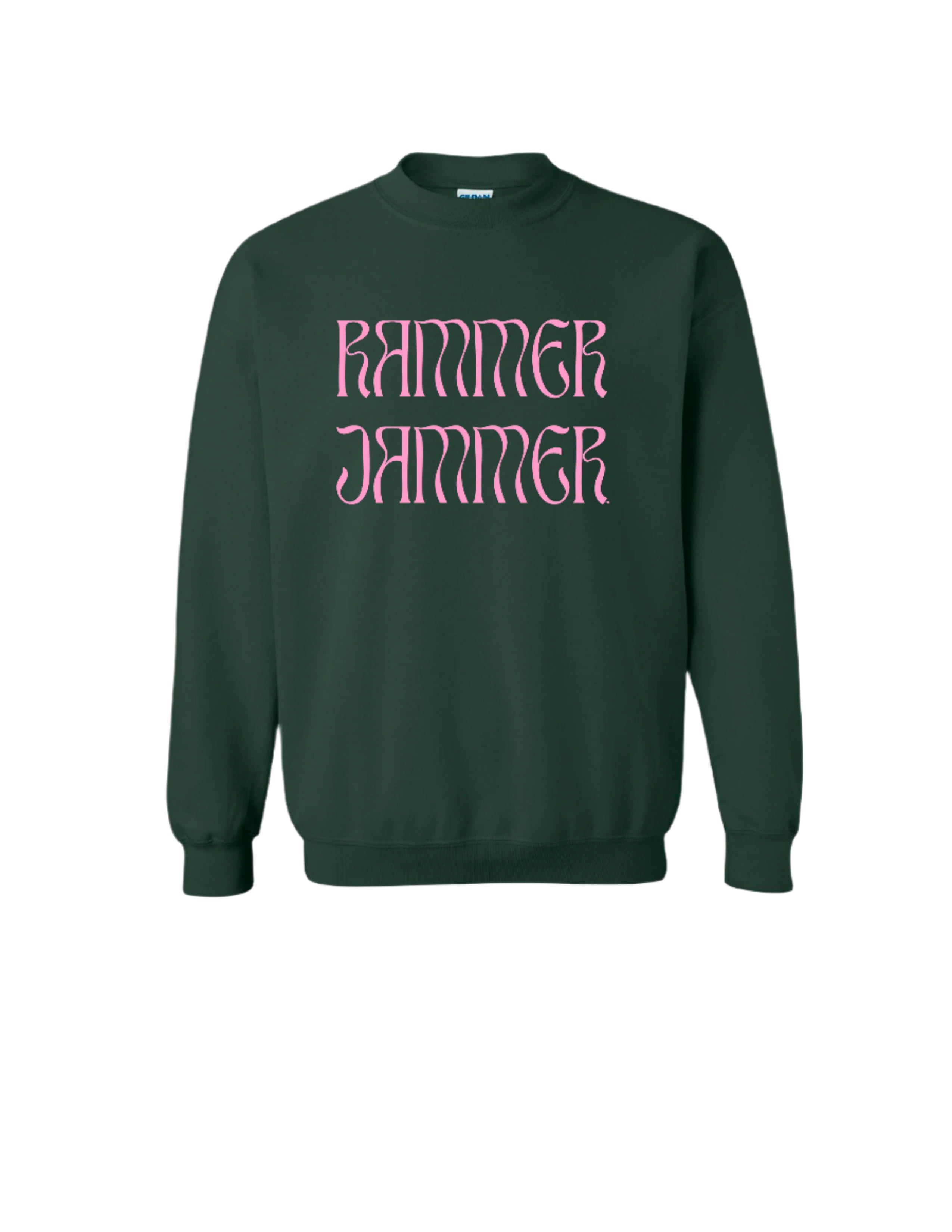 University of Alabama Dark Green Sweatshirt with Pink text "Rammer Jammer"