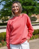 Auburn University Coral Ladies' Sweatshirt with Coral embroidered text "Weagle Weagle”