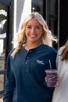 Auburn University Navy Thermal Henley with White embroidery “Weagle Weagle” on the chest