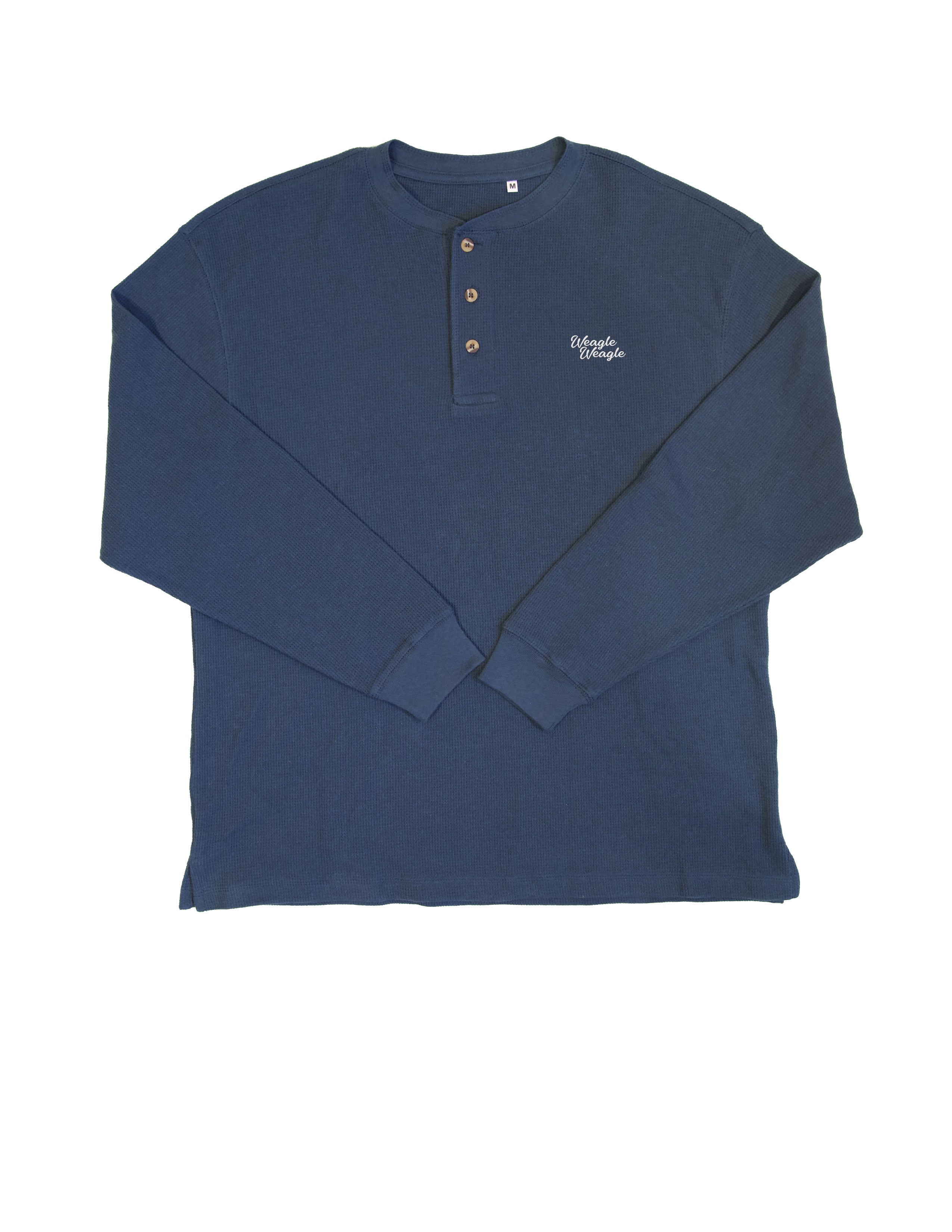 Auburn University Navy Thermal Henley with White embroidery “Weagle Weagle” on the chest