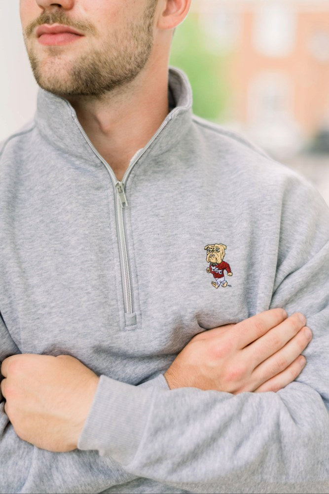 Mississippi State Grey ¼ Zip Fleece with Walking Bully Logo embroidery