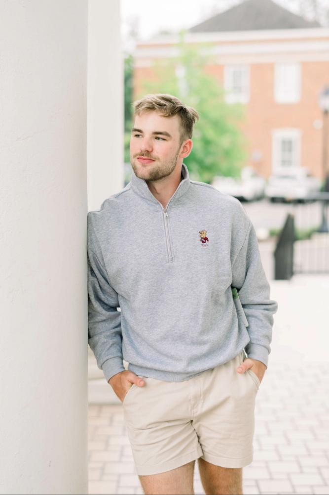 Mississippi State Grey ¼ Zip Fleece with Walking Bully Logo embroidery