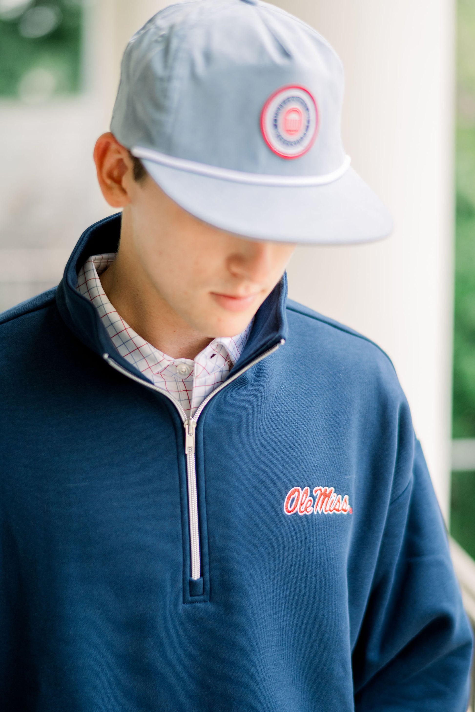 Ole Miss Navy ¼ Zip Fleece with the "Ole Miss" embroidered on the left chest