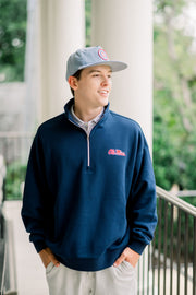 Ole Miss Navy ¼ Zip Fleece with the "Ole Miss" embroidered on the left chest