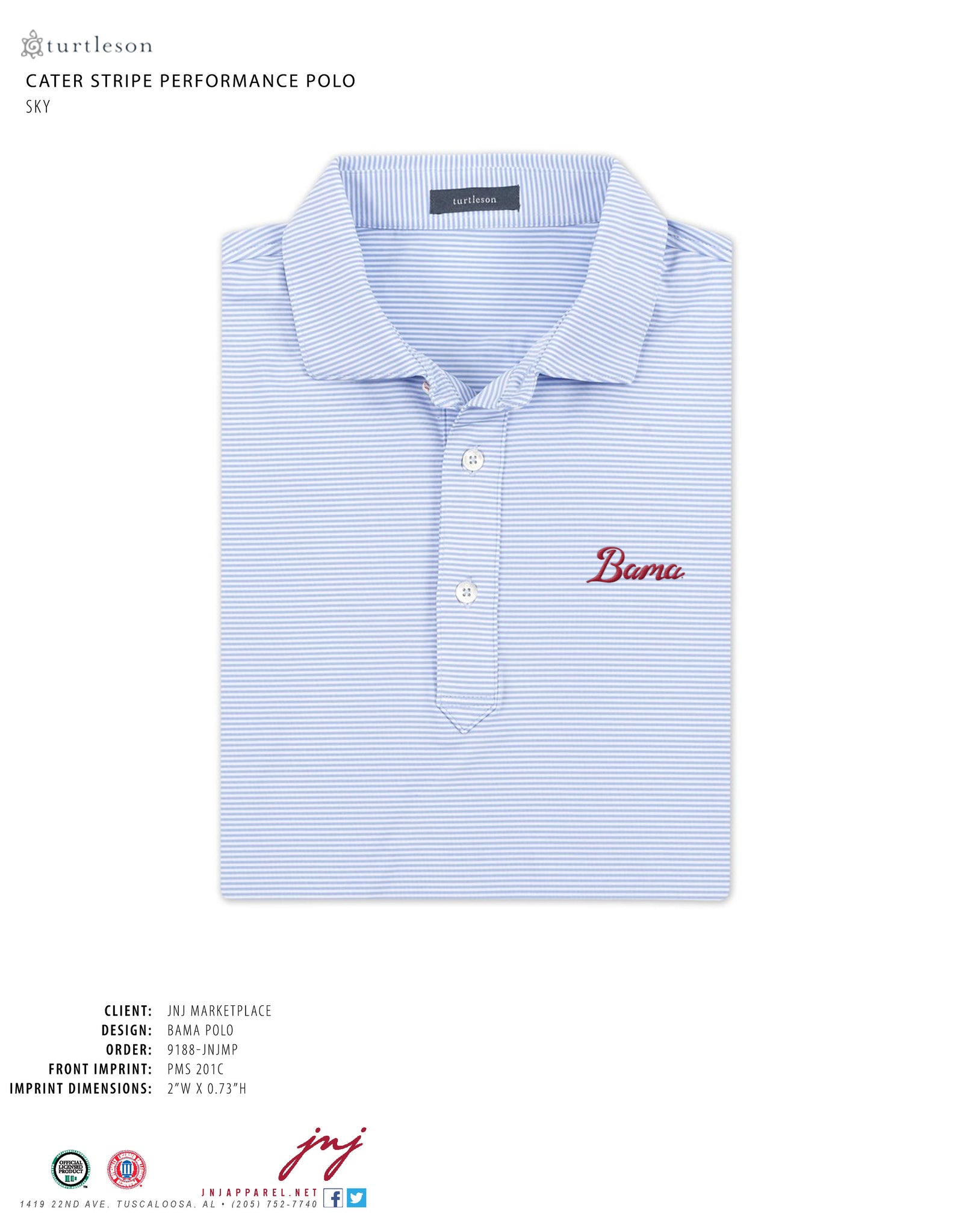 Bama Turtleson Polo - Quick Ship