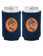 Auburn University AU Tiger Seal Koozie  Navy Neoprene Koozie withe an image of the Auburn Tiger above the letters AU 