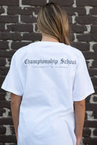 University of Alabama Ivory Comfort Colors T-Shirt with Black text "Championship School" in gothic script