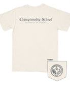 University of Alabama Ivory Comfort Colors T-Shirt with Black text "Championship School" in gothic script