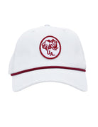 University of Alabama White Rope Hat with a Red Rope and an image of an elephant holding an Alabama State flag above the letters "UA"