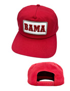 University of Alabama Red Patch Hat with a White Patch featuring Red Retro text "BAMA"