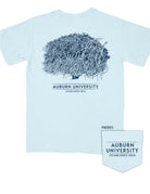 Auburn University Light Blue Toomer's Tree T-Shirt featuring an illustration of a rolled tree from Toomer's Corner