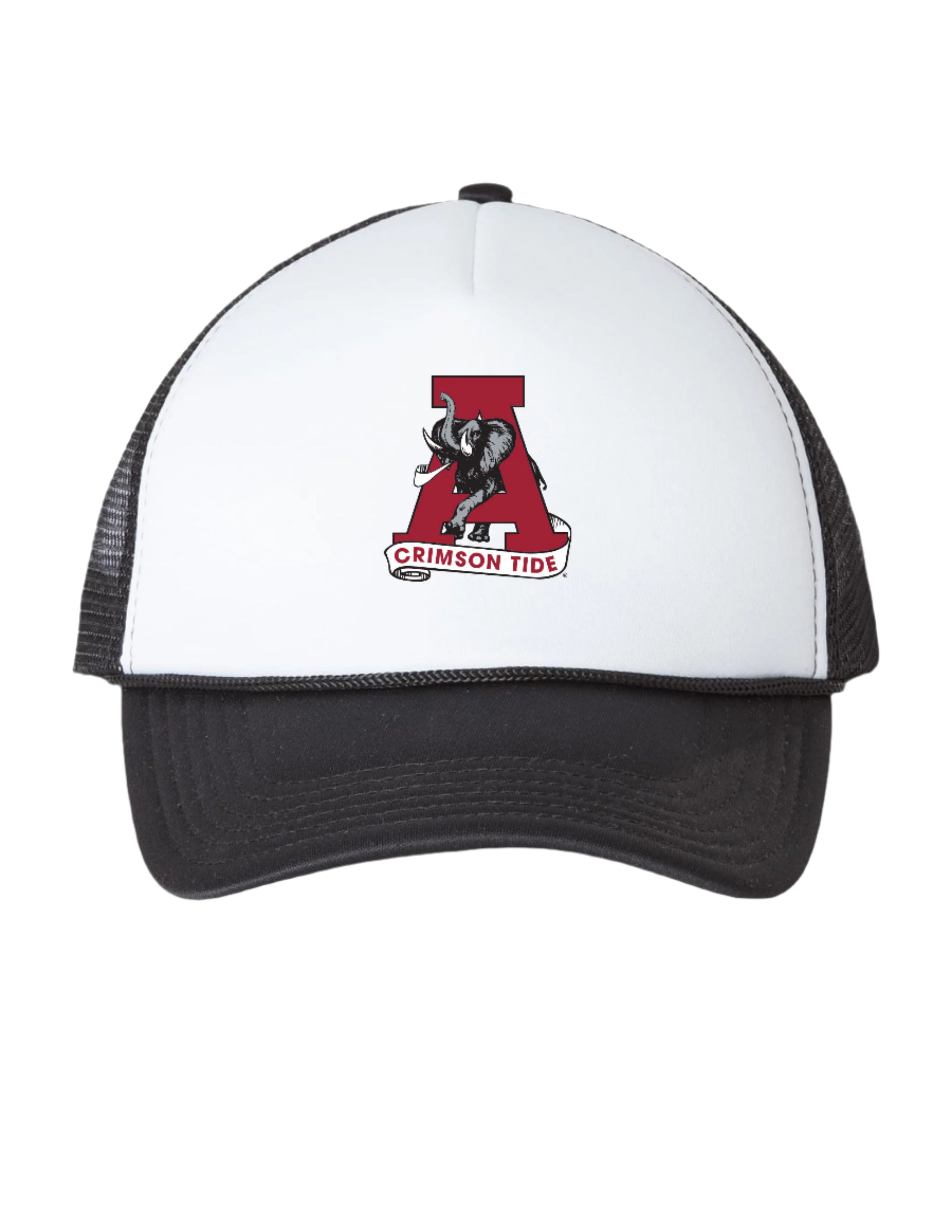 University of Alabama Black and White Foam Trucker Hat with Vintage A Logo embroidery